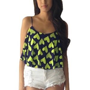 LAST ONE!! NEW Neon Heart Sleeveless Crop Tank Top